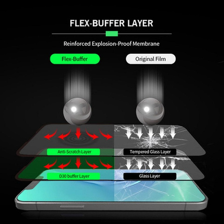 Szkło hybrydowe Bestsuit Flex-Buffer 5D z powłoką antybakteryjną Biomaster do iPhone Xs Max/11 Pro max czarny