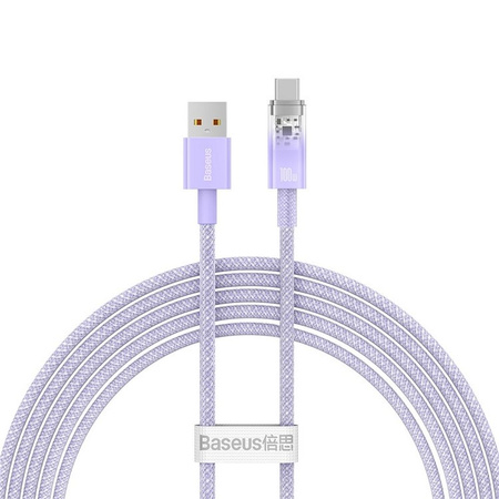BASEUS kabel USB do Typ C Power Delivery Explorer 100W 2m fioletowy CATS010505