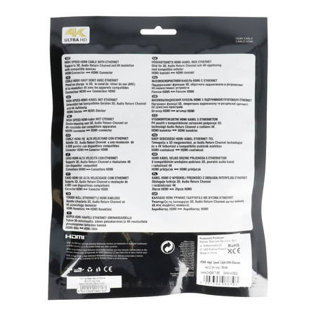 Kabel HDMI - HDMI High Speed HDMI Cable with Ethernet wer. 2.0 długość 3m BLISTER