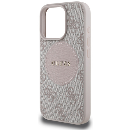 Original Handyhülle IPHONE 16 PRO MAX Guess 4G Circle Classic Logo MagSafe rosa