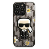 Original Handyhülle IPHONE 13 PRO Karl Lagerfeld Flower Ikonik Karl (KLHCP13LPMNFIK1) grau