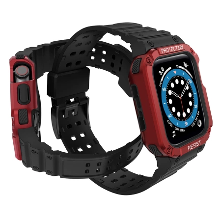 Schutzarmband für Apple Watch 38/40/41 mm Panzergehäuse-Armband - Schwarz, Rot