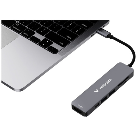 Adapter Hub Verbatim USB-C/HDMI/USB-A     3.2/USB-A 2.0/SD/microSD aluminiowy 32156