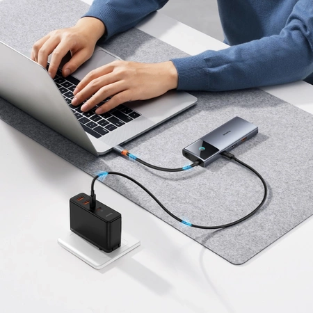 USB HUB 6in1 Baseus Metal Gleam Series II USB-A/USB-C/USB-C PD/HDMI/RJ45/SD/TF - black