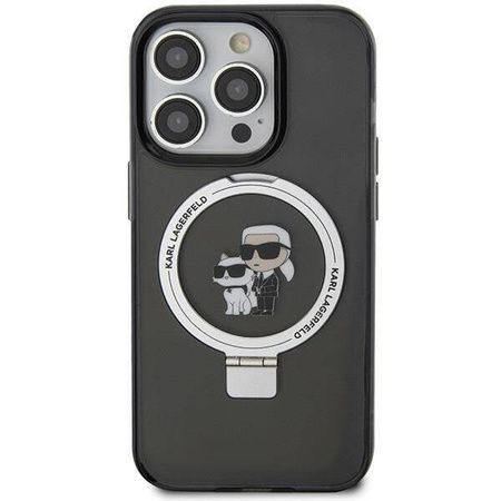 Karl Lagerfeld KLHMP15XHMRSKCK iPhone 15 Pro Max 6,7" schwarz/schwarz Hardcase Ringständer Karl&amp;Choupette MagSafe