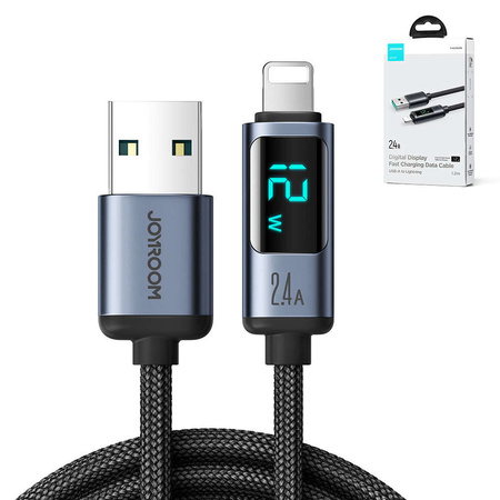 Lightning cable - USB A 2.4A 1.2m with LED display Joyroom S-AL012A16 - black