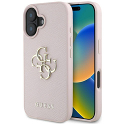 Schutzhülle IPHONE 16 Guess Grained Big 4G Logo Small Classic Logo rosa