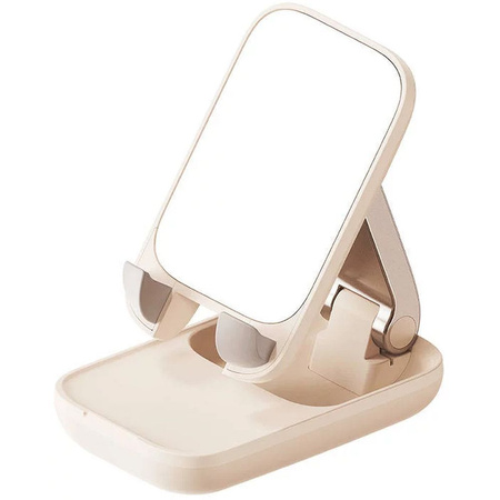 Verstellbarer Telefonständer mit Spiegel Baseus Seashell Series – Beige