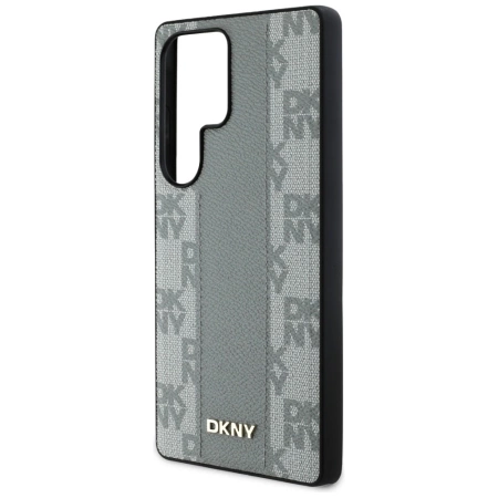 DKNY Leder-MagSafe-Hülle mit Karomuster für Samsung Galaxy S25 Ultra, Grau