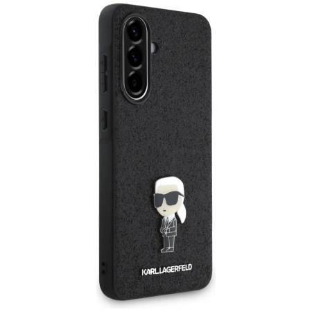 Karl Lagerfeld Fixed Glitter Ikonik Logo Metal Pin Case für Samsung Galaxy A36 - Schwarz