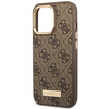 Original Handyhülle IPHONE 14 PRO Guess Hard Case 4G Logo Plate MagSafe (GUHMP14LU4GPRW) braun
