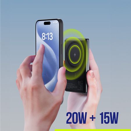 Allity power bank bezprzewodowy APB-300 PD QC 20W 5000 mAh szary magnetyczny