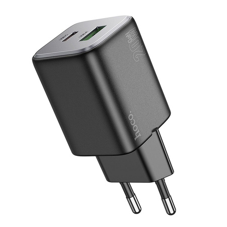 Ładowarka sieciowa do telefonu Hoco USB A + USB C QC3.0 PD 3A 20W N41 czarna