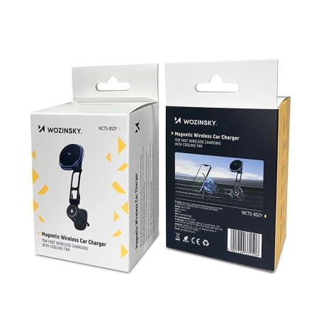 Uchwyt samochodowy Wozinsky WCT5-6S2Y z ładowarką indukcyjną Qi/MagSafe 15W na kratkę nawiewu - czarny