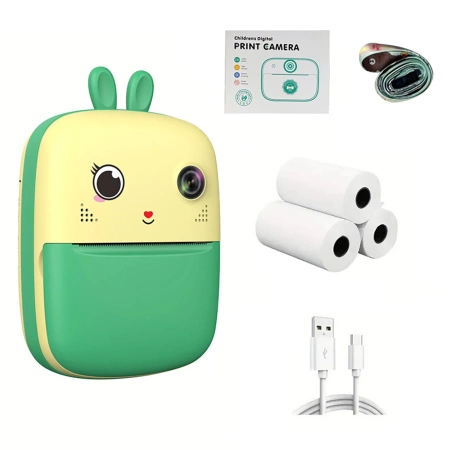 Mini-Thermodrucker für Kinder mit Kamera und Camcorder - Grün