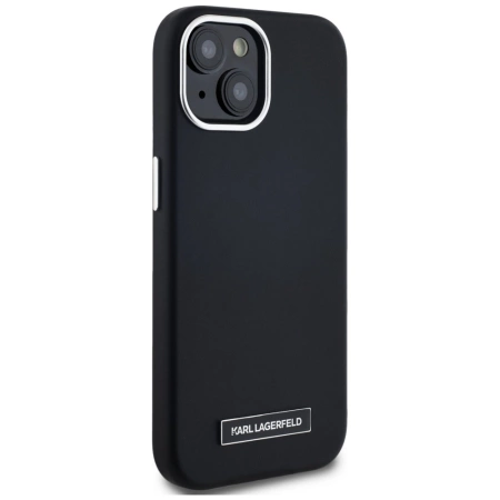 Karl Lagerfeld FW Metal Plate MagSafe iPhone 15 Hülle - Schwarz
