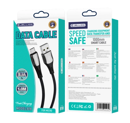 JELLICO cable B18 Micro 3.1A 1M Black