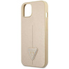 Original Case IPHONE 14 Guess Hardcase Saffianotriangle Logo (GUHCP14SPSATLE) beige
