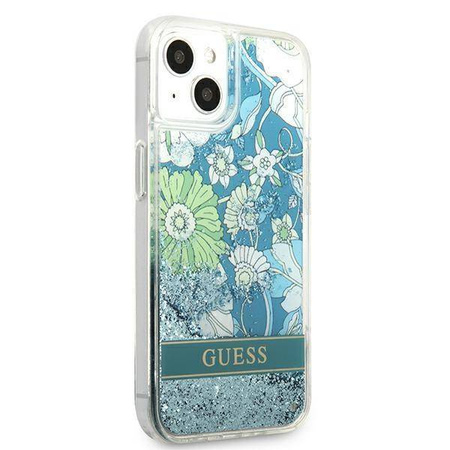 Guess GUHCP13MLFLSN iPhone 13 6.1 "grün / grünes Hardcase Flower Liquid Glitter