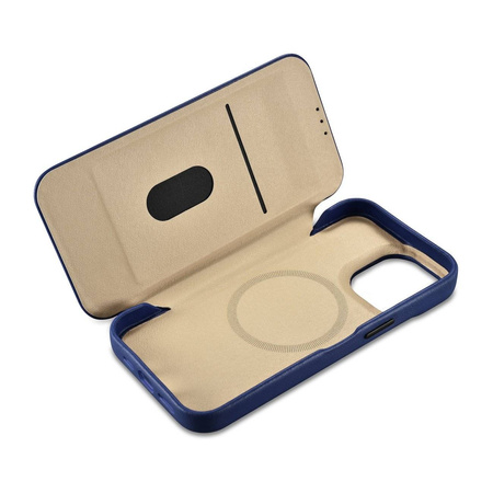 iCarer CE Premium Leather Folio Case for iPhone 14 Pro Max Flip Magnetic MagSafe Blue (WMI14220716-BU)