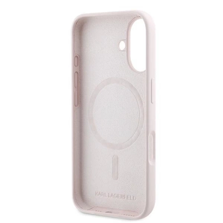 Etui Karl Lagerfeld Silicone nauble Heads Print MagSafe na iPhone 16 Plus - różowe