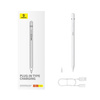 BASEUS rysik do telefonu pojemnościowy Stylus Writing 2 Lite LED (wersja aktywna + kabel USB A do Lightning 8-pin) 130 mAh biały P80015806211-03/BS-PS028