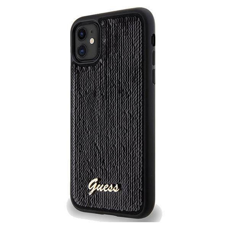 Guess nakładka do iPhone 11 GUHCN61PSFDGSK HC SEQUIN SCRIPT METAL czarna