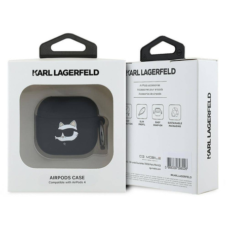 Oryginalne Etui APPLE AIRPODS 4 Karl Lagerfeld Silicone Choupette Head 3D (KLA4RUNCHK) czarne