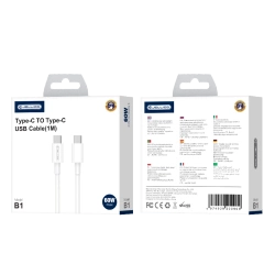 JELLICO kabel B1 USB-C - USB-C PD 60W 1M Biały