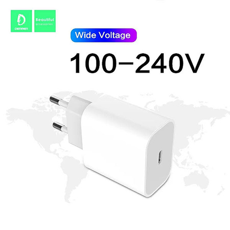 ŁADOWARKA SIECIOWA 3,6A 20W BIAŁA DENMEN + KABEL TYP-C 3600mA DC06  PD TYP-C DO TYP-C