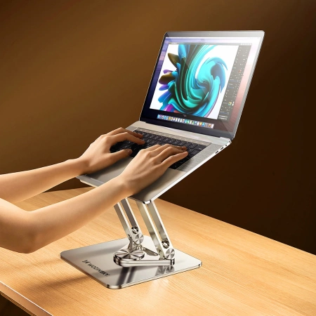 Wozinsky WRS-CPY84SS Aluminium-Laptopständer + Gratis! Smartphone-Ständer – Silber