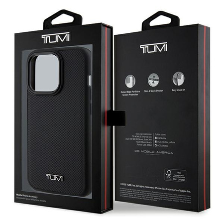 Tumi TUHMP15LRBAK iPhone 15 Pro 6.1"czarny/black hardcase Leather Balistic Pattern MagSafe