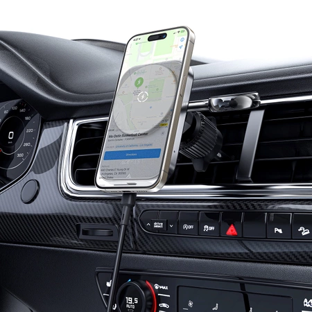 Acefast D18 Autohalterung mit MagSafe / Qi-Induktionsladegerät + USB-A USB-C-Kabel - Schwarz