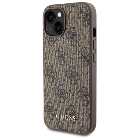 Guess 4G Metal Gold Logo case for iPhone 15 - brown