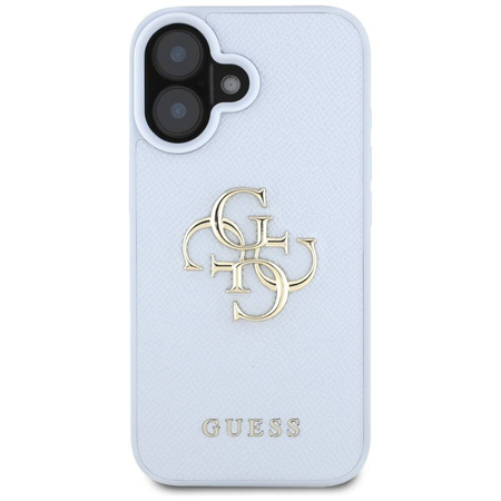 Etui IPHONE 16 Guess Grained Big 4G Logo Small Classic Logo niebieskie