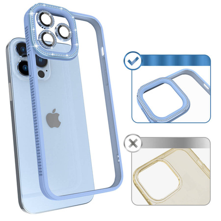Kingxbar Sparkle Series etui iPhone 13 Pro Max z kryształami obudowa pokrowiec na tył plecki niebieski