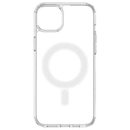 Klare magnetische Hülle mit MagSafe für iPhone 14 Plus mit silbernem Ring – transparent