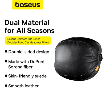 Baseus ComfortRide Series Auto-Kopfstützenkissen mit 2 Materialien – Schwarz
