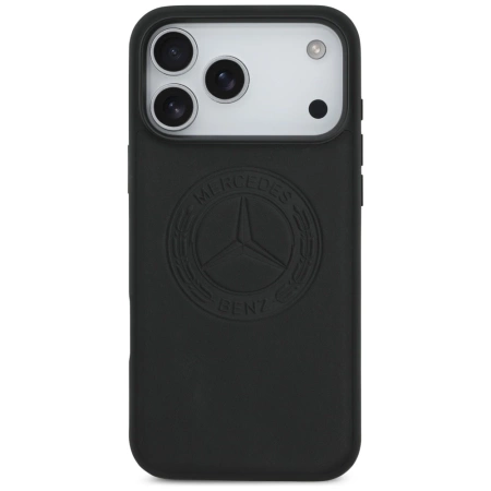 Mercedes Leather Vintage Logo MagSafe Case for iPhone 17 Pro Max - Black