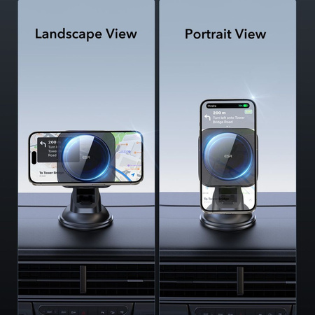 ESR HALOLOCK MAGNETIC MAGSAFE DASHBOARD CAR MOUNT WIRELESS CHARGER QI2 15W BLACK