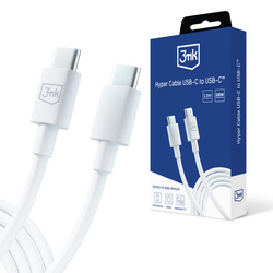 3MK KABEL HYPER USB-C/USB-C 100W 1,2m biały