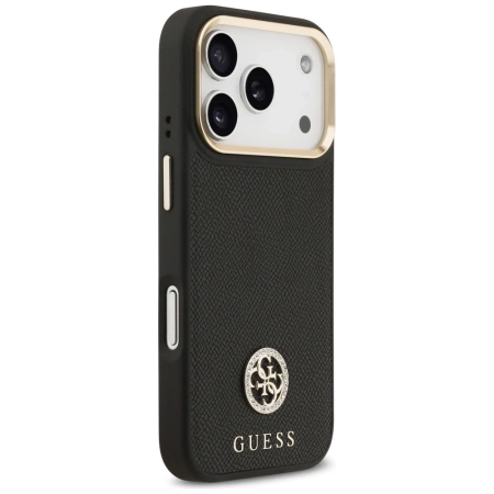Etui Guess Grained Strass Logo MagSafe na iPhone 17 Pro - czarne