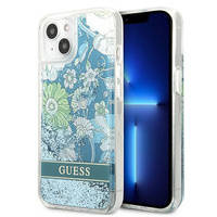 Guess GUHCP13SLFLSN iPhone 13 mini 5,4 "grün / grünes Hardcase Flower Liquid Glitter