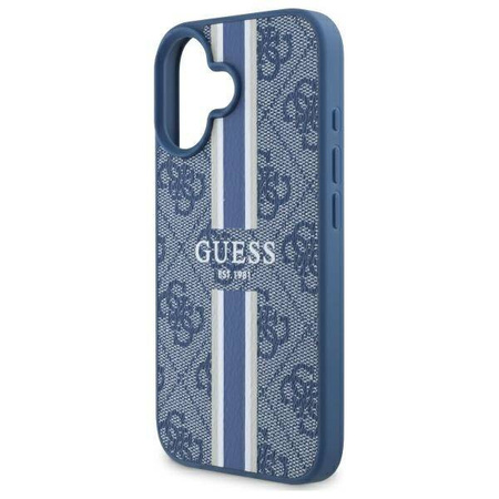 Original Case IPHONE 16 Guess Hardcase 4G Printed Stripes MagSafe (GUHMP16SP4RPSB) blue