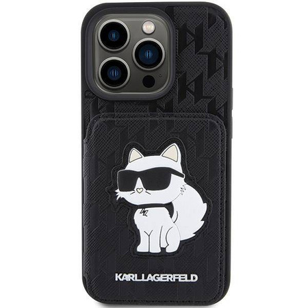 Karl Lagerfeld nakładka do iPhone 15 Pro Max 6,7&quot; KLHCP15XSAKCNSCK czarna hardcase Saffiano Cardslots and Stand Monogram Choupette