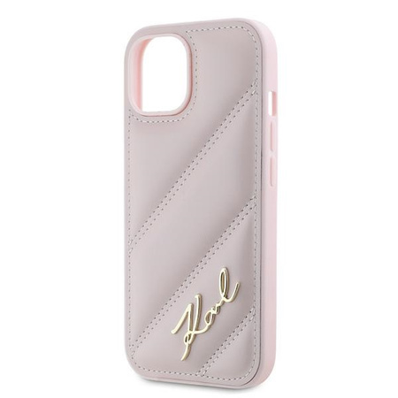 Karl Lagerfeld KLHCP15MPQDSMGP iPhone 15 Plus / 14 Plus 6.7" różowy/pink hardcase Diagonal Quilted Script