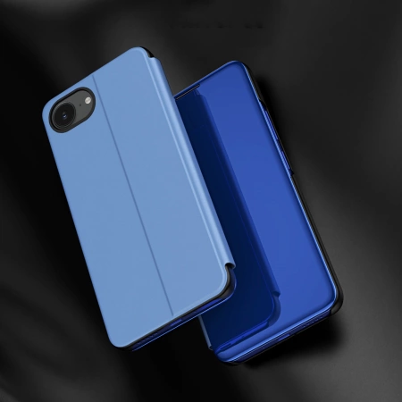 Etui Clear View Case na iPhone 16e pokrowiec z klapką - niebieskie