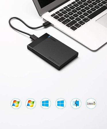 Ugreen kieszeń na dysk HDD SSD obudowa dysku SATA 2,5'' USB 3.0 czarny (30847)