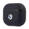 Original Handyhülle APPLE AIRPODS PRO 2 BMW Cover Geniune Leather Silver Logo (BMAP2SSLBK) schwarz