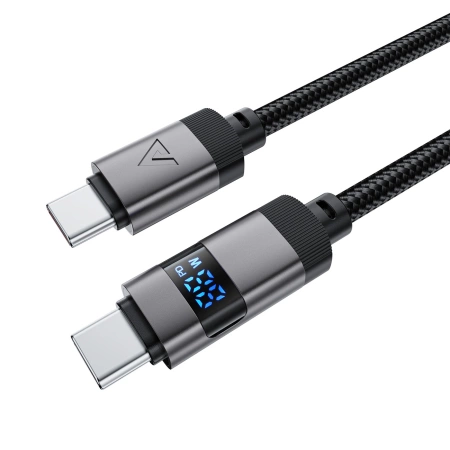Acefast C15-04 USB-C - USB-C Cable with Display 480Mb/s 66W 1.2m - Black